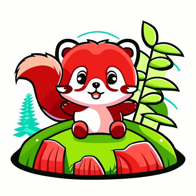 Plik wektorowy purrfectly playful bamboo forest i baby red panda graphic tee