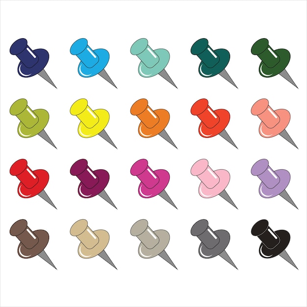 Pushpin Clipart Set Design Bundle