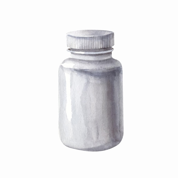 Pusta butelka plastikowa pigułka na białym tle Słoik na tabletki i witaminy farmaceutyczne