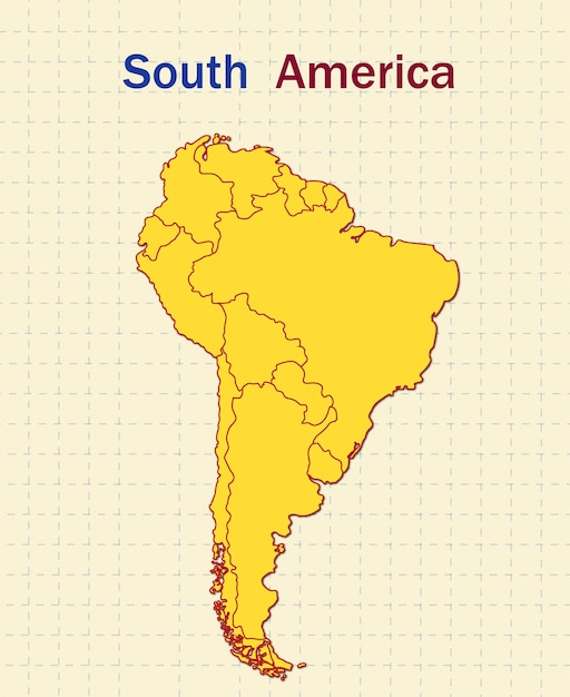 Pusta Mapa Ameryki Południowej Do Wydrukowania W Kolorze żółtym Mapa Ameryki Południowej