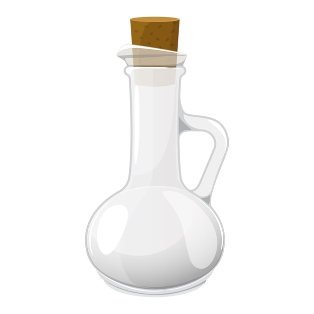 Plik wektorowy pusta szklana butelka z korkiem na wodę wino lub olej magiczne puste naczynie na mikstury pusty słoik na ocet mleczny lub sok dzban z czopem płaskie wektor ilustracja na białym tle