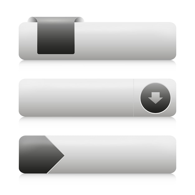 Plik wektorowy puste białe przyciski wektorowe z czarnymi elementami do nawigacji w menu i aplikacjach mobilnych na stronie internetowej