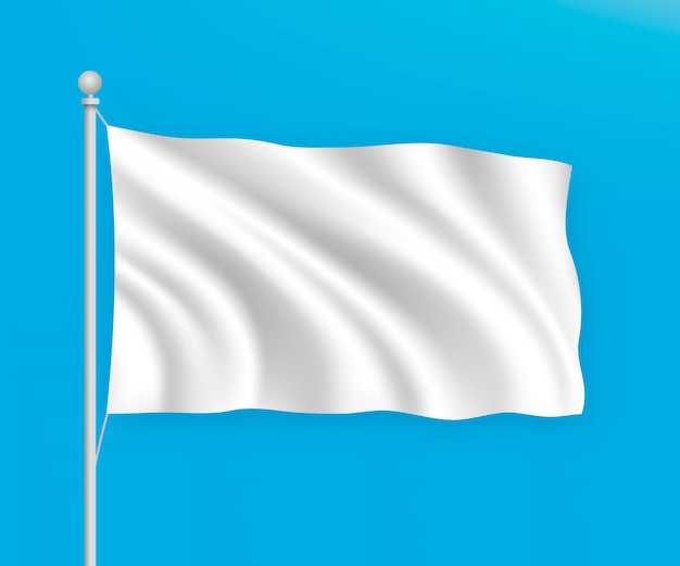 Puste białe puste macha flagą z masztem