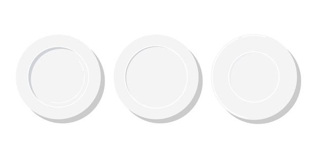 Plik wektorowy puste białe talerze o różnych rozmiarach zestaw ikon na białym tle