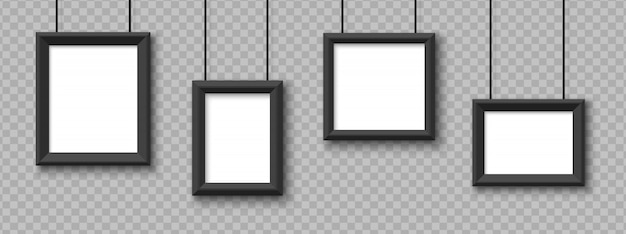 Puste wiszące ramki. Zdjęcia, ramki na przezroczystym tle