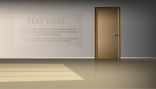 puste wnętrze salonu na reklamę wystawy. Dekoracyjne światło i cień okna, z drzwiami