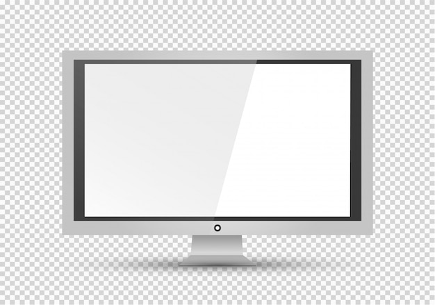 Plik wektorowy pusty ekran lcd, wyświetlacze plazmowe lub telewizor do projektowania monitora. komputer lub czarna ramka na zdjęcia, na przezroczystym tle. ilustracja.