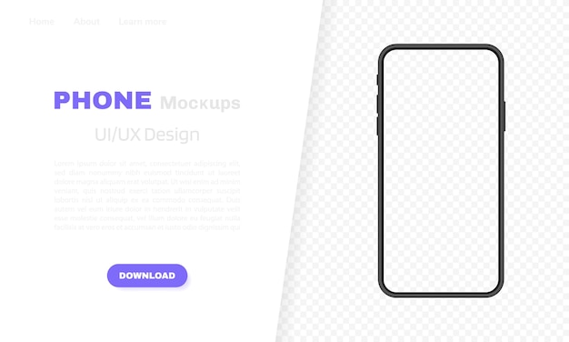 Pusty Ekran Smartfona, Telefon. Szablon Do Infografiki, Prezentacji Lub Aplikacji Mobilnej. Interfejs Ui. Nowoczesna Ilustracja.