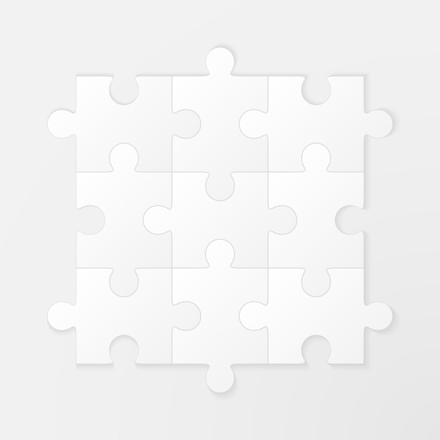 Pusty prosty wektor puzzli składający się z dziewięciu elementów