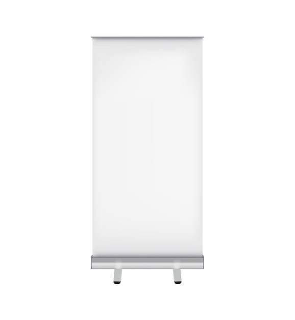 Pusty roll up banner 3d szablon do projektowania Realistyczna ilustracja wektorowa na białym tle
