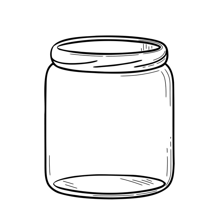 Wektor pusty słoik doodle styl szkic rysowanie linii prosty słoik ilustracja wektorowa na białym tle
