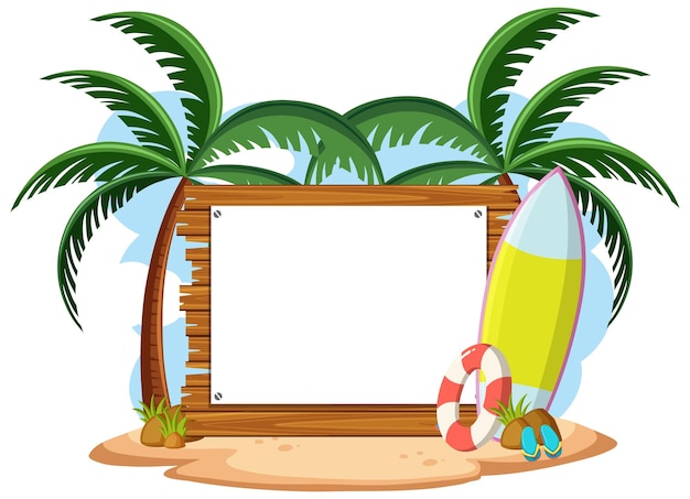 Pusty szablon transparentu z letnim elementem plaży na białym tle