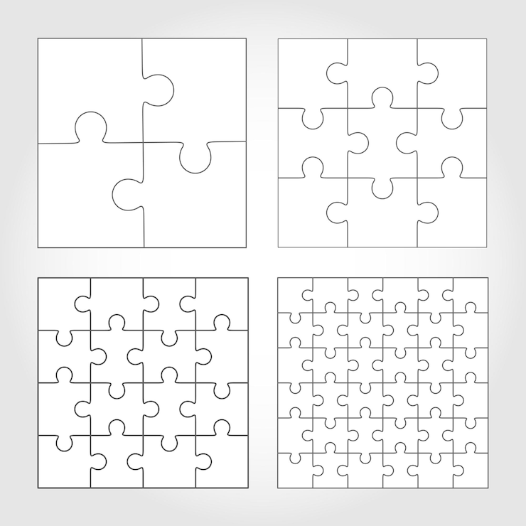 Wektor puzzle cztery szablony wektorowe, puste proste elementy