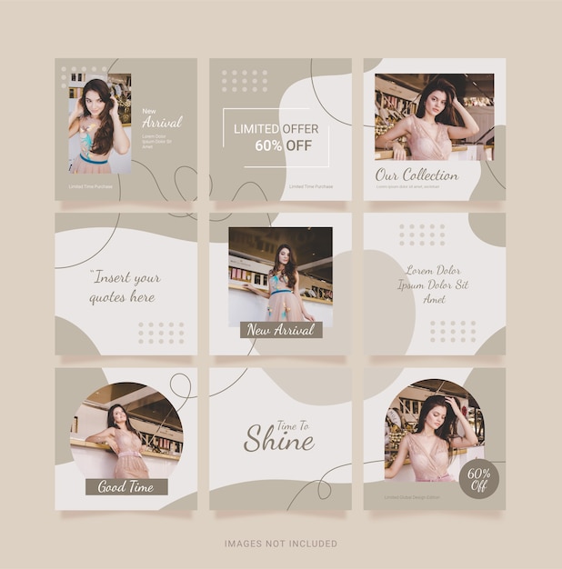 Puzzle damskie moda szablon post na Instagramie