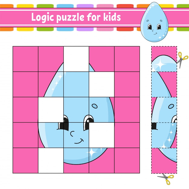 Plik wektorowy puzzle dla dzieci. arkusz rozwijający edukację.