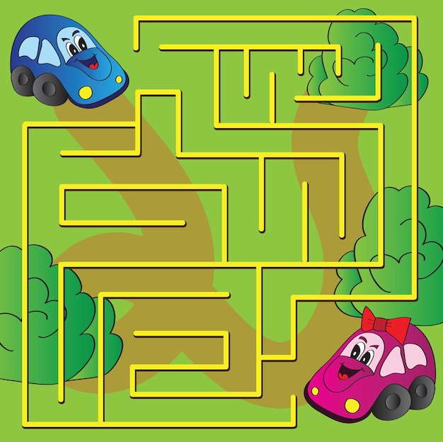 Plik wektorowy puzzle dla dzieci - prosty labirynt - jasna ilustracja wektorowa