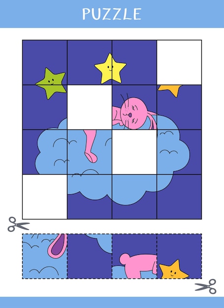 Puzzle Dla Dzieci Wytnij I Przyklej Arkusz Vector