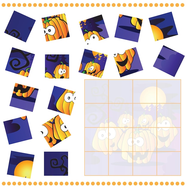 Plik wektorowy puzzle dla dzieci z dyniami