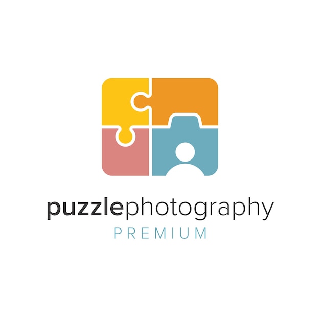Puzzle Fotografia Logo Ikona Wektor Szablon