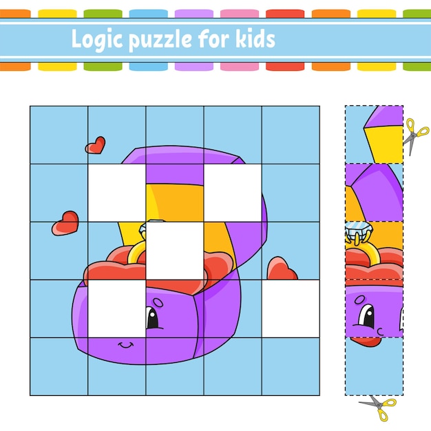 Plik wektorowy puzzle logiczne dla dzieci. arkusz rozwijający edukację.