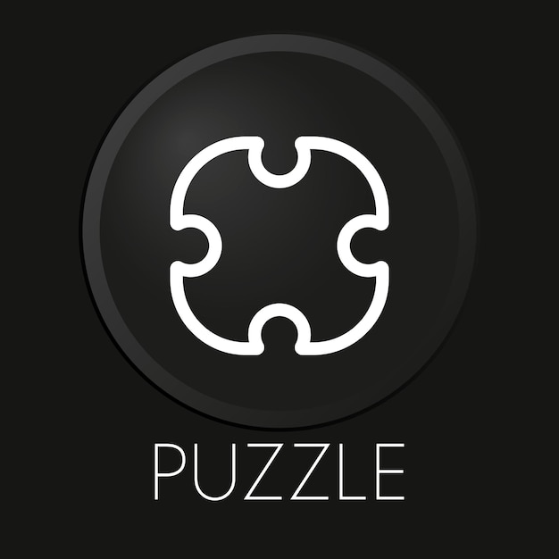 Puzzle Minimalna Linia Wektorowa Ikona Na Przycisku 3D Na Białym Tle Premium Wektorów
