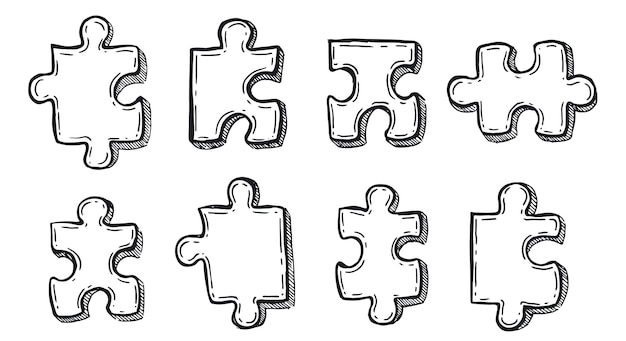 Puzzle ręcznie rysowane ilustracji wektorowych