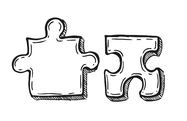 Puzzle ręcznie rysowane ilustracji wektorowych