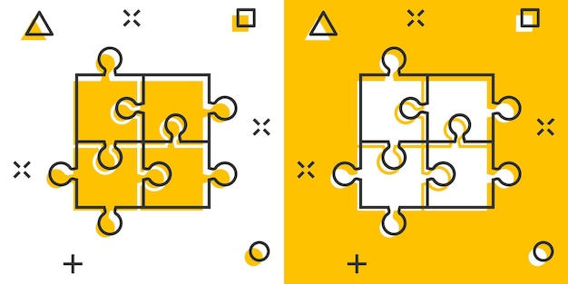 Plik wektorowy puzzle zgodna ikona w stylu komiksowym jigsaw umowy wektor ilustracja kreskówka na białym tle na białym tle współpraca rozwiązanie biznesowe koncepcja efekt powitalny