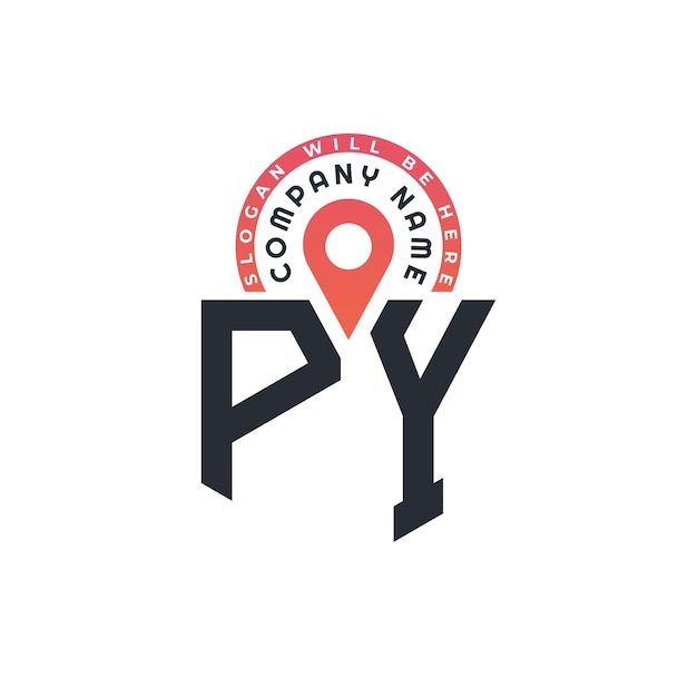 PY Location Logo Design for Human Resources Recruitment and Navigation Letter PY Logo z ikoną lokalizacji dla biznesu i technologii