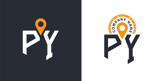 PY Lokalizacja Logo Bundle Letter PY Logo Podwójne ikony wektorowe do rekrutacji i nawigacji