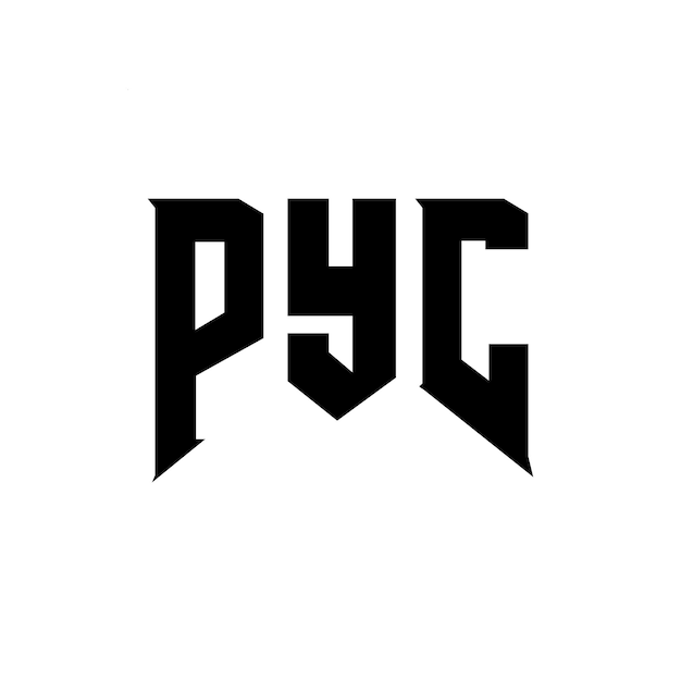 PYC - Design logo dla firmy technologicznej, czarno-białe kombinacje kolorów PYC, wektor PYC i ikona PYC (alfabet PYC), typografia PYC.