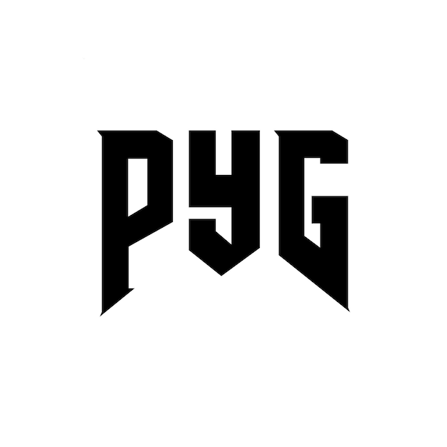 PYG - logo dla firmy technologicznej PYG logo czarno-białe kombinacja kolorów logo PYG wektor PYG projektowanie ikony PYG alfabet PYG typografia logo projektowanie