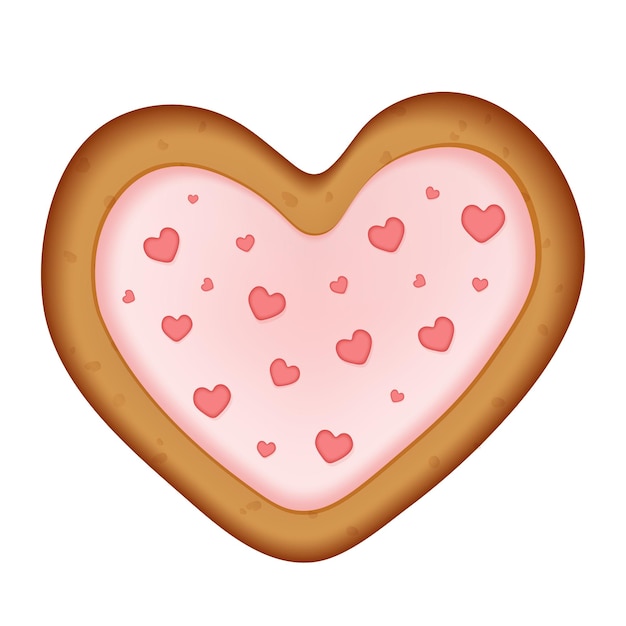 Plik wektorowy pyszne ciasteczko w kształcie serca ozdobione małymi różowymi sercami szczęśliwy dzień walentynek słodycze wektor