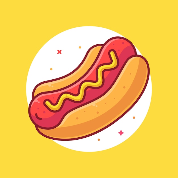 Pyszne Hot Dog Logo Wektor Ikona Ilustracja Premium Fast Food Cartoon Logo W Płaskim Stylu