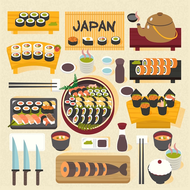 Pyszne japońskie sushi na stole