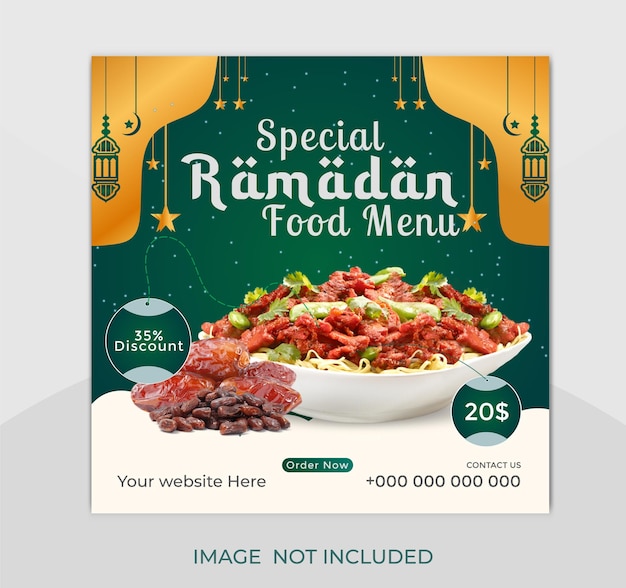 Pyszne Specjalne Menu Z Jedzeniem Ramadan Kreatywny Szablon Do Druku W Mediach Społecznościowych Projekt Wektorowy Ze Zdjęciem
