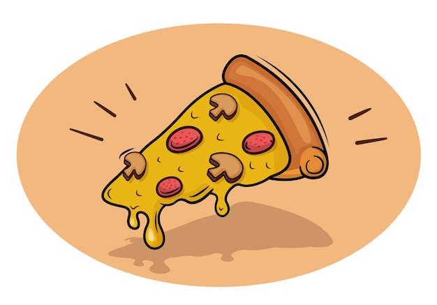Pyszny kawałek Pizza pepperoni z pieczarkami