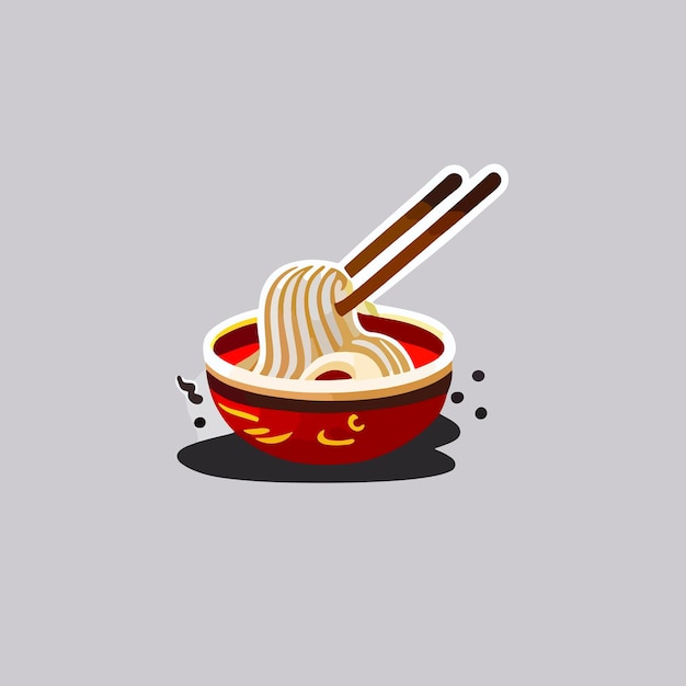 Pyszny Makaron Ramen Z Jajkiem Doodle Ilustracji