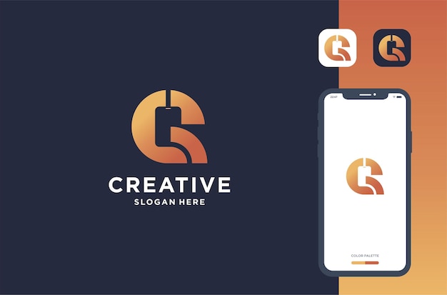 Q i telefon negatywna przestrzeń logo projektowanie inspiracji marki biznesowej