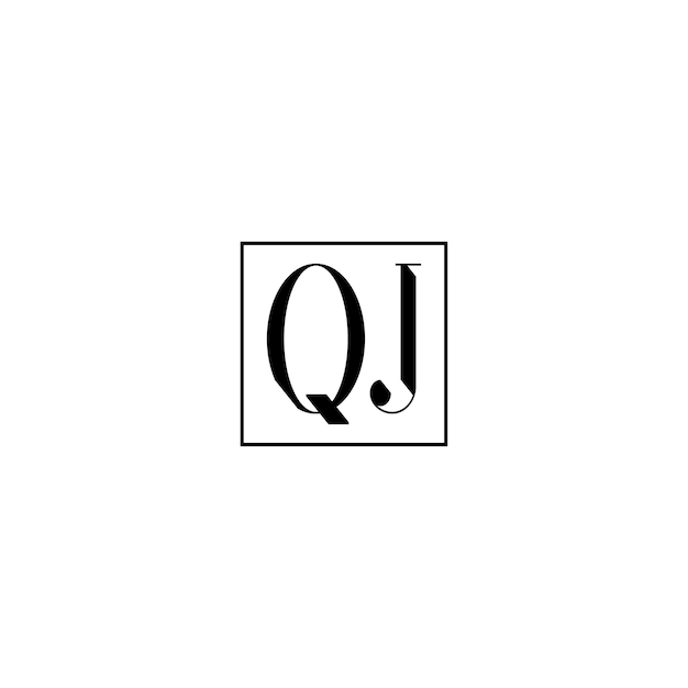 Qj Monogram Logo Projekt List Tekst Nazwa Symbol Monochromatyczne Logotyp Alfabet Znak Proste Logo