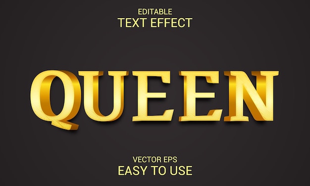 Queen Luxury Edytowalny Vector 3d Styl Efektu Tekstowego
