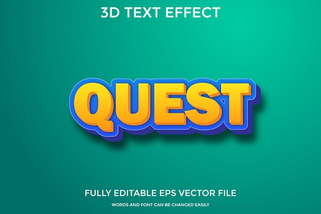 Quest Efekt Stylu Tekstu 3d