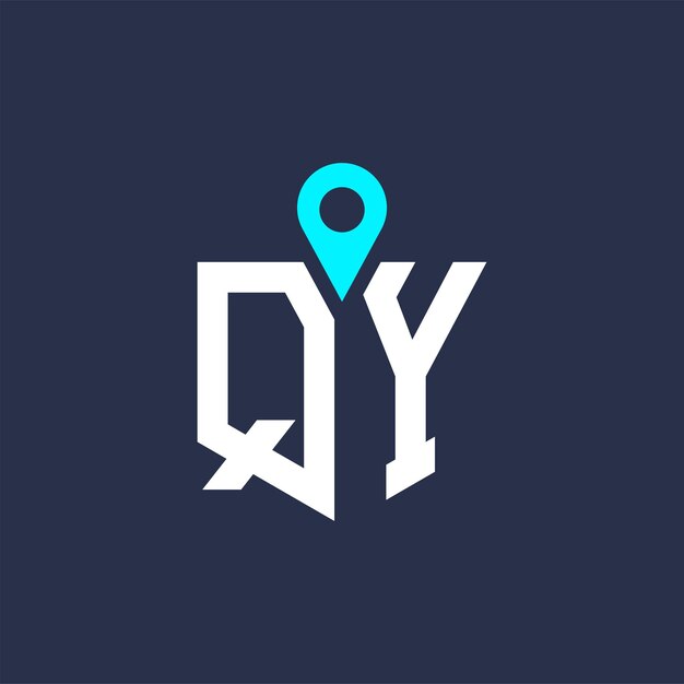 QY Location Logo Design for Recruitment and Navigation Letter QY Logo Vector Icon (Kształt logo lokalizacji QY dla rekrutacji i nawigacji)