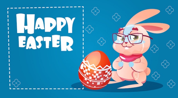 Rabbit Easter Holiday Bunny Hold Zdobione Jaja Karty Z Pozdrowieniami