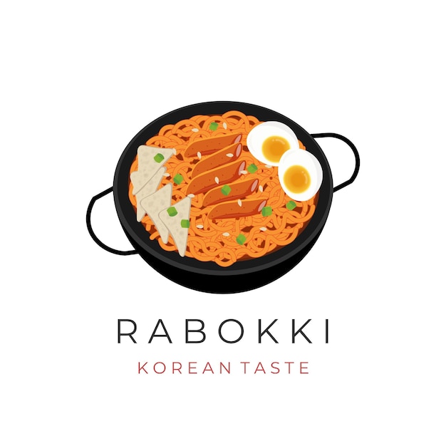 Rabokki Koreański Pikantny Błyskawiczny Makaron Ilustracyjny Logo