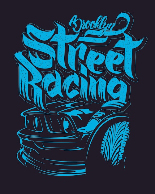 Plik wektorowy racing car typography tshirt graphics lettering