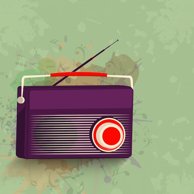 Radio izolowane na zielonym tonie Noty muzyczne Tekstura tła