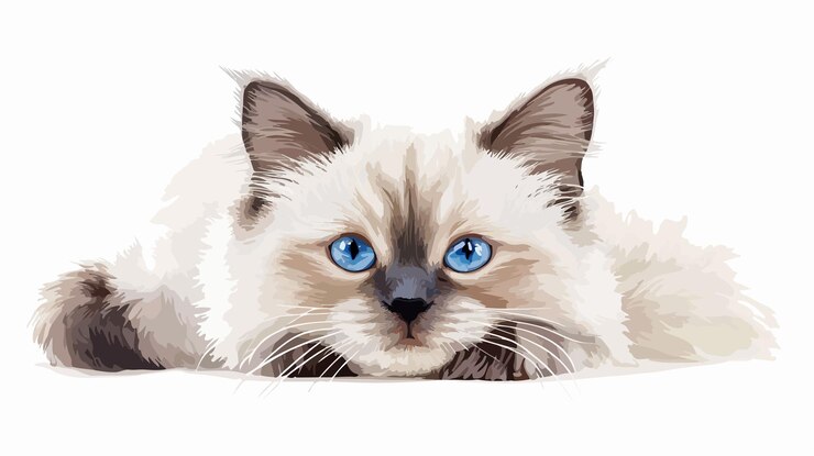 Wektor ragdoll blue point kitten flat vector izolowany na białym tle