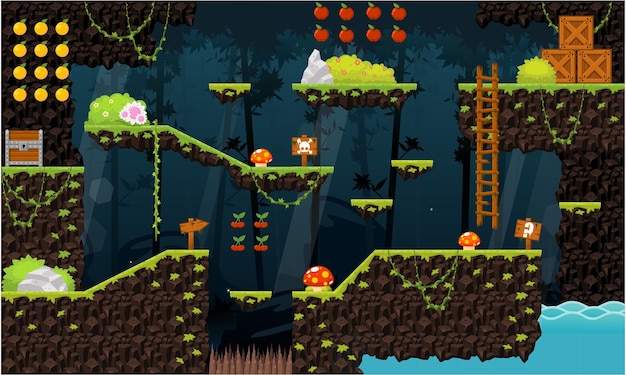 Rain Forest Night Adventure Video Game Tile Set (zestaw Płytek)