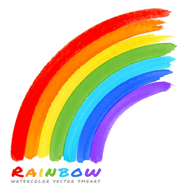 Rainbow akwarela pędzla rozmazy. ilustracja